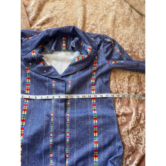 Vintage 70s denim look western style midi dress with long sleeve size medium - Picture 5 of 5